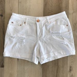 Time and Tru Distressed White Jean Shorts